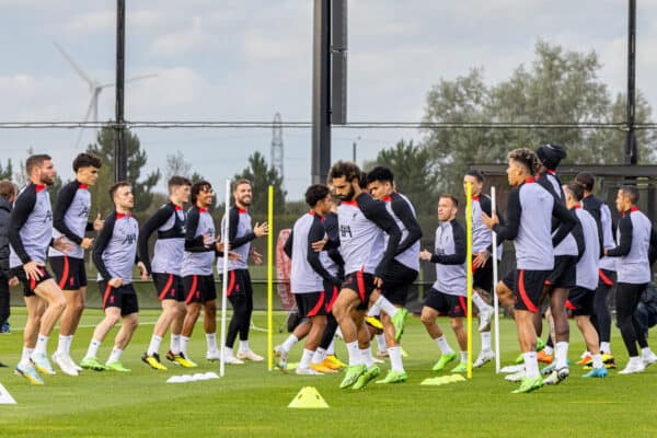 LIVERPOOL, ENGLAND - Monday, October 3, 2022: Liverpool players during a training session at the AXA Training Centre ahead of the UEFA Champions League Group A matchday 2 game between Liverpool FC and Glasgow Rangers FC. (Pic by David Rawcliffe/Propaganda)