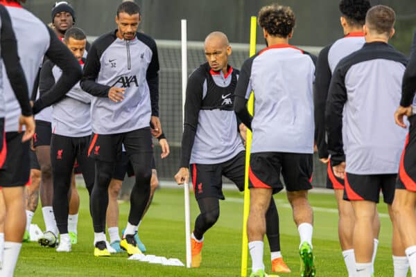 LIVERPOOL, ENGLAND - Monday, October 3, 2022: Liverpool's Fabio Henrique Tavares 'Fabinho' during a training session at the AXA Training Centre ahead of the UEFA Champions League Group A matchday 2 game between Liverpool FC and Glasgow Rangers FC. (Pic by David Rawcliffe/Propaganda)