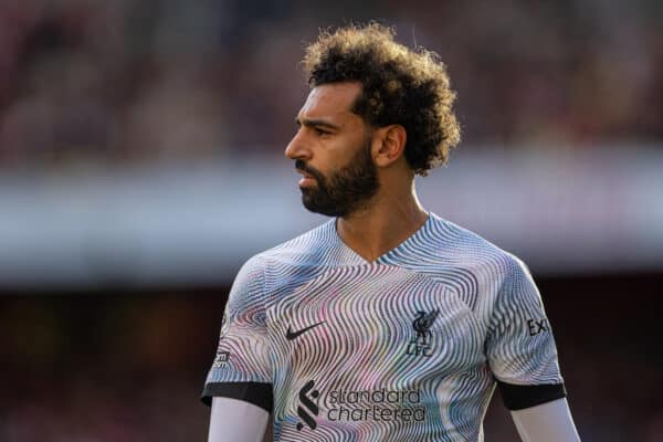 LONDON, ENGLAND - Sunday, October 9, 2022: Liverpool's Mohamed Salah during the FA Premier League match between Arsenal FC and Liverpool FC at the Emirates Stadium. (Pic by David Rawcliffe/Propaganda)