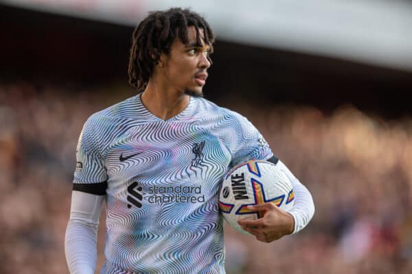 LONDON, ENGLAND - Sunday, October 9, 2022: Liverpool's Trent Alexander-Arnold during the FA Premier League match between Arsenal FC and Liverpool FC at the Emirates Stadium. (Pic by David Rawcliffe/Propaganda)