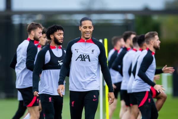 LIVERPOOL, ENGLAND - Tuesday, October 11, 2022: Liverpool's Virgil van Dijk during a training session at the AXA Training Centre ahead of the UEFA Champions League Group A matchday 4 game between Glasgow Rangers FC and Liverpool FC. (Pic by Jessica Hornby/Propaganda)