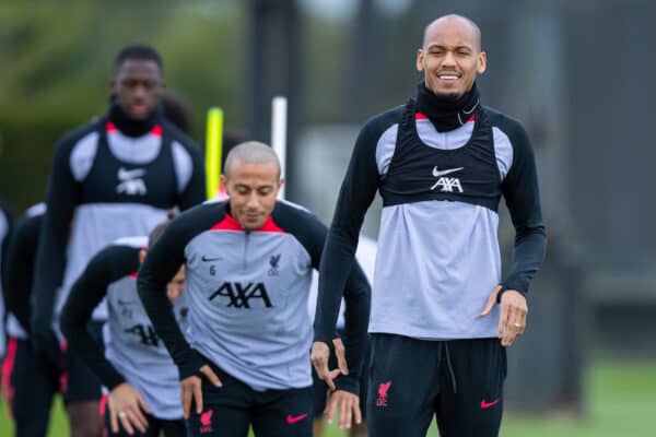 LIVERPOOL, ENGLAND - Tuesday, October 11, 2022: Liverpool's Fabio Henrique Tavares during a training session at the AXA Training Centre ahead of the UEFA Champions League Group A matchday 4 game between Glasgow Rangers FC and Liverpool FC. (Pic by Jessica Hornby/Propaganda)