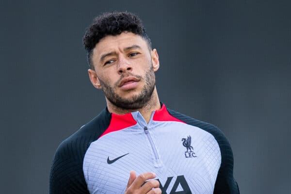 LIVERPOOL, ENGLAND - Tuesday, October 11, 2022: Liverpool's Alex Oxlade-Chamberlain during a training session at the AXA Training Centre ahead of the UEFA Champions League Group A matchday 4 game between Glasgow Rangers FC and Liverpool FC. (Pic by Jessica Hornby/Propaganda)