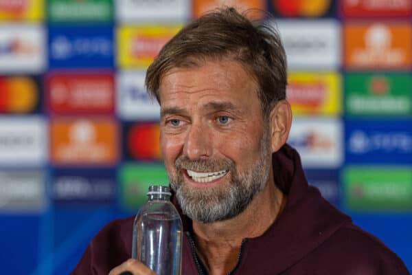 GLASGOW, SCOTLAND - Tuesday, October 11, 2022: Liverpool's manager Jürgen Klopp during a press conference at Ibrox Stadium ahead of the UEFA Champions League Group A matchday 4 game between Glasgow Rangers FC and Liverpool FC. (Pic by David Rawcliffe/Propaganda)