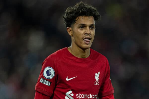 LIVERPOOL, INGLATERRA - Miércoles, 19 de octubre de 2022: Fabio Carvalho de Liverpool durante el partido de la FA Premier League entre Liverpool FC y West Ham United FC en Anfield.  (Foto de David Rawcliffe/Propaganda)