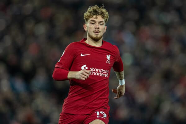 LIVERPOOL, ENGLAND - Wednesday, October 19, 2022: Liverpool's Harvey Elliott during the FA Premier League match between Liverpool FC and West Ham United FC at Anfield. (Pic by David Rawcliffe/Propaganda)