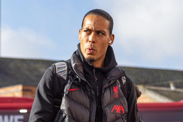 NOTTINGHAM, ENGLAND - Saturday, October 22, 2022: Liverpool's Virgil van Dijk arrives before the FA Premier League match between Nottingham Forest FC and Liverpool FC at the City Ground. (Pic by David Rawcliffe/Propaganda)