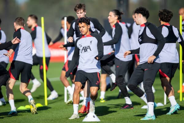 LIVERPOOL, ENGLAND - Tuesday, October 25, 2022: Liverpool's Fabio Carvalho during a training session at the AXA Training Centre ahead of the UEFA Champions League Group A matchday 5 game between AFC Ajax and Liverpool FC. (Pic by Jessica Hornby/Propaganda)