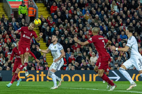 LIVERPOOL, ENGLAND - Saturday, October 29, 2022: Liverpool's Thiago Alcântara during the FA Premier League match between Liverpool FC and Leeds United FC at Anfield. (Pic by David Rawcliffe/Propaganda)