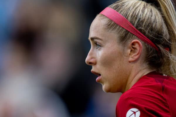 MANCHESTER, ENGLAND - Sunday, October 30, 2022: Liverpool's Missy Bo Kearns during the FA Women’s Super League game between Manchester City FC Women and Liverpool FC Women at the Academy Stadium. (Pic by David Rawcliffe/Propaganda)