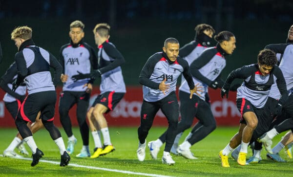 LIVERPOOL, ENGLAND - Monday, October 31, 2022: Liverpool's Thiago Alcântara during a training session at the AXA Training Centre ahead of the UEFA Champions League Group A matchday 6 game between Liverpool FC and SSC Napoli. (Pic by David Rawcliffe/Propaganda)