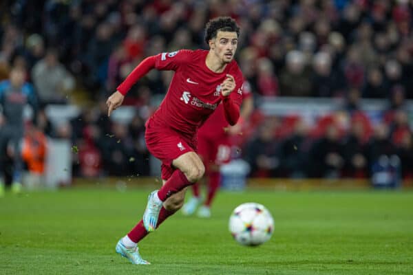 LIVERPOOL, ENGLAND - Tuesday, November 1, 2022: Liverpool's Curtis Jones during the UEFA Champions League Group A matchday 6 game between Liverpool FC and SSC Napoli at Anfield. (Pic by David Rawcliffe/Propaganda)