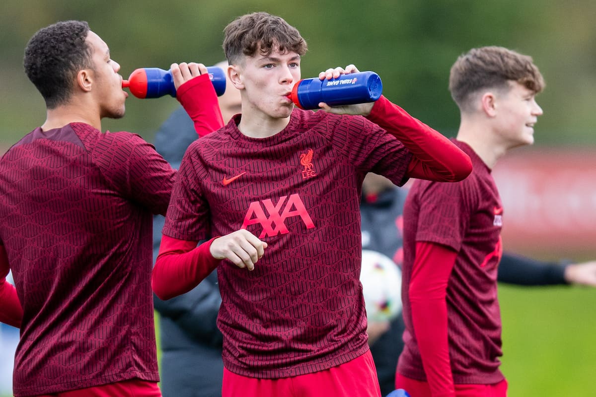 LIVERPOOL, ENGLAND - Tuesday, November 1, 2022: Liverpool's Luke Chambers during the pre-match warm-up before the UEFA Youth League Group A Matchday 6 game between Liverpool FC Under-19's and SSC Napoli Under-19's at the Liverpool Academy. (Pic by Jessica Hornby/Propaganda)