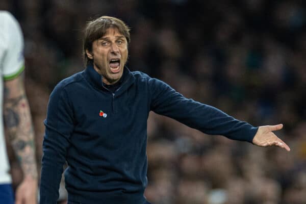 LONDON, ENGLAND - Sunday, November 6, 2022: Tottenham Hotspur's manager Antonio Conte during the FA Premier League match between Tottenham Hotspur FC and Liverpool FC at the Tottenham Hotspur Stadium. (Pic by David Rawcliffe/Propaganda)