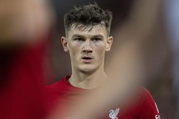 LIVERPOOL, ENGLAND - Wednesday, November 9, 2022: Liverpool's Calvin Ramsay during the Football League Cup 3rd Round match between Liverpool FC and Derby County FC at Anfield. (Pic by David Rawcliffe/Propaganda)