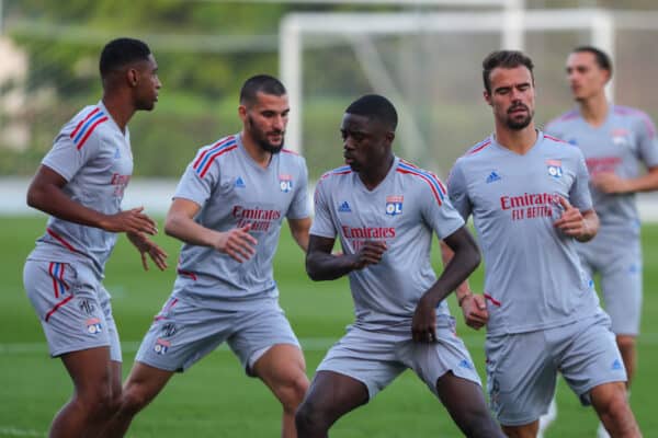 DUBAI, UNITED ARAB EMIRATES - Tuesday, December 6, 2022: Olympique Lyonnais players during a training session in the United Arab Emirates ahead of the Dubai Super Cup. The tournament will feature Liverpool FC, AC Milan, Olympique Lyonnais and Arsenal FC and take place in the Al Maktoum Stadium in Dubai. (Handout pic by Dubai Super Cup)