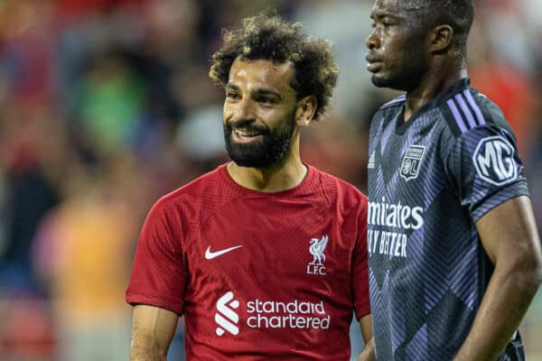 DUBAI, UNITED ARAB EMIRATES - Sunday, December 11, 2022: Liverpool's Mohamed Salah reacts after missing a penalty during the Dubai Super Cup 2022 match between Liverpool FC and Olympique Lyonnais at Al Maktoum Stadium. (Pic by David Rawcliffe/Propaganda)