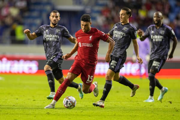 DUBAI, UNITED ARAB EMIRATES - Sunday, December 11, 2022: Liverpool's Alex Oxlade-Chamberlain during the Dubai Super Cup 2022 match between Liverpool FC and Olympique Lyonnais at Al Maktoum Stadium. (Pic by David Rawcliffe/Propaganda)