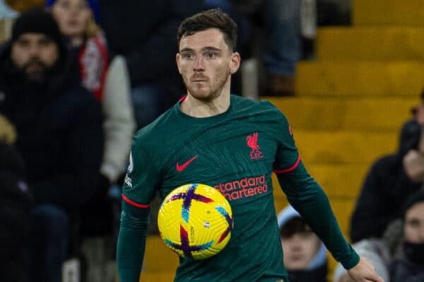 BIRMINGHAM, ENGLAND - Monday, December 26, 2022: Liverpool's Andy Robertson during the FA Premier League match between Aston Villa FC and Liverpool FC at Villa Park. (Pic by David Rawcliffe/Propaganda)