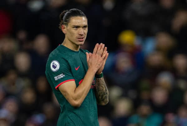 BIRMINGHAM, ENGLAND - Monday, December 26, 2022: Liverpool's Darwin Núñez during the FA Premier League match between Aston Villa FC and Liverpool FC at Villa Park. (Pic by David Rawcliffe/Propaganda)