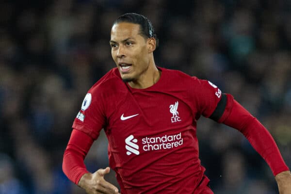 LIVERPOOL, ENGLAND - Friday, December 30, 2022: Liverpool's Virgil van Dijk during the FA Premier League match between Liverpool FC and Leicester City FC at Anfield. (Pic by David Rawcliffe/Propaganda)