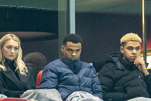 LIVERPOOL, ENGLAND - Friday, December 30, 2022: Liverpool's new signing Cody Gakpo (C) during the FA Premier League match between Liverpool FC and Leicester City FC at Anfield. (Pic by David Rawcliffe/Propaganda)