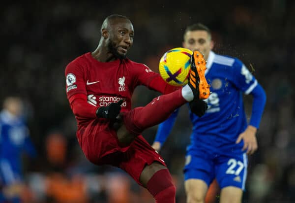 LIVERPOOL, ENGLAND - Friday, December 30, 2022: Liverpool's Naby Keita during the FA Premier League match between Liverpool FC and Leicester City FC at Anfield. (Pic by David Rawcliffe/Propaganda)