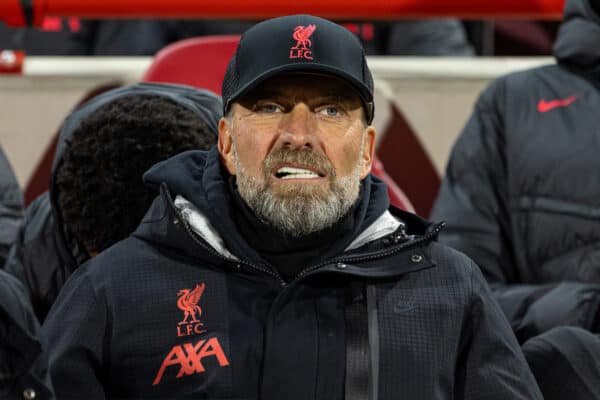 LONDON, ENGLAND - Monday, January 2, 2023: Liverpool's manager Jürgen Klopp before the FA Premier League match between Brentford FC and Liverpool FC at the Brentford Community Stadium. (Pic by David Rawcliffe/Propaganda)