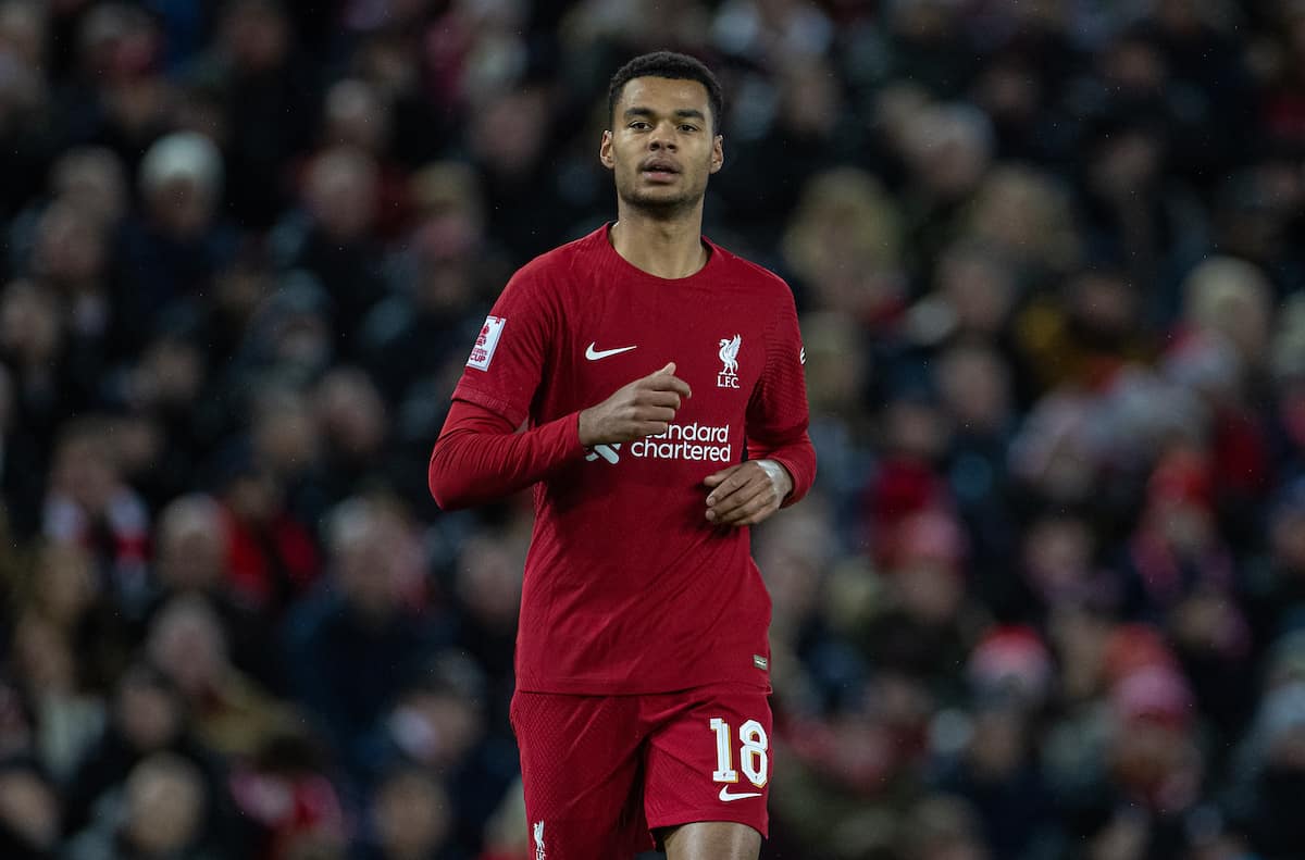 LIVERPOOL, ENGLAND - Saturday, January 7, 2023: Liverpool's Coady Gakpo during the FA Cup 3rd Round match between Liverpool FC and Wolverhampton Wanderers FC at Anfield. (Pic by David Rawcliffe/Propaganda)