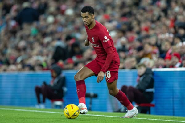 LIVERPOOL, ENGLAND - Saturday, January 7, 2023: Liverpool's Coady Gakpo during the FA Cup 3rd Round match between Liverpool FC and Wolverhampton Wanderers FC at Anfield. (Pic by David Rawcliffe/Propaganda)