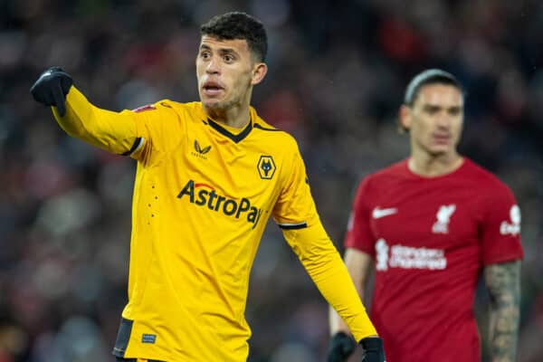 LIVERPOOL, ENGLAND - Saturday, January 7, 2023: Wolverhampton Wanderers' Matheus Nunes during the FA Cup 3rd Round match between Liverpool FC and Wolverhampton Wanderers FC at Anfield. (Pic by David Rawcliffe/Propaganda)