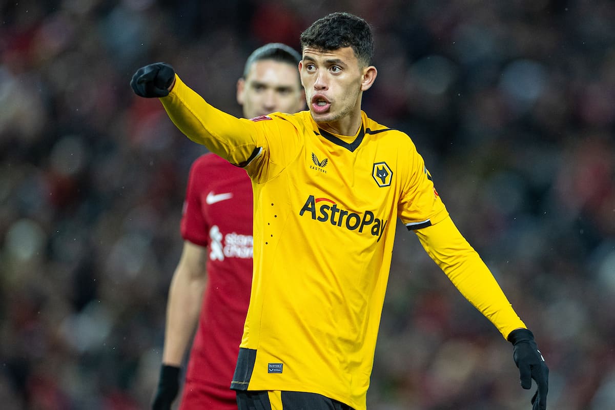 LIVERPOOL, ENGLAND - Saturday, January 7, 2023: Wolverhampton Wanderers' Matheus Nunes during the FA Cup 3rd Round match between Liverpool FC and Wolverhampton Wanderers FC at Anfield. (Pic by David Rawcliffe/Propaganda)