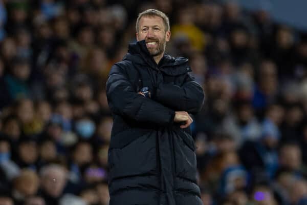  Chelsea's manager Graham Potter during the FA Cup 3rd Round match between Manchester City FC and Chelsea FC at the City of Manchester Stadium. (Pic by David Rawcliffe/Propaganda)