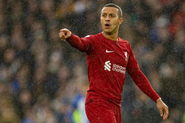 BRIGHTON & HOVE, ENGLAND - Saturday, January 14, 2023: Liverpool's Thiago Alcântara during the FA Premier League match between Brighton & Hove Albion FC and Liverpool FC at the Falmer Stadium. (Pic by David Rawcliffe/Propaganda)