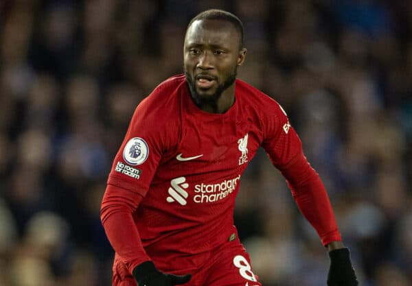 BRIGHTON & HOVE, ENGLAND - Saturday, January 14, 2023: Liverpool's Naby Keita during the FA Premier League match between Brighton & Hove Albion FC and Liverpool FC at the Falmer Stadium. (Pic by David Rawcliffe/Propaganda)