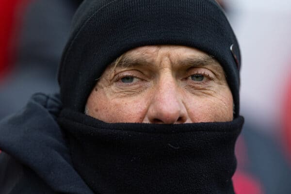 LIVERPOOL, ENGLAND - Saturday, January 21, 2023: Liverpool's manager Jürgen Klopp during the FA Premier League match between Liverpool FC and Chelsea FC at Anfield. (Pic by David Rawcliffe/Propaganda)