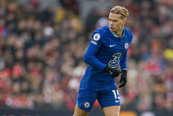 LIVERPOOL, ENGLAND - Saturday, January 21, 2023: Chelsea's Mykhailo Mudryk during the FA Premier League match between Liverpool FC and Chelsea FC at Anfield. (Pic by David Rawcliffe/Propaganda)