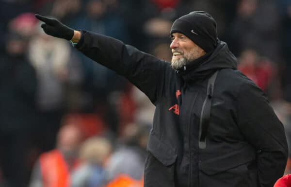 LIVERPOOL, ENGLAND - Saturday, January 21, 2023: Liverpool's manager Jürgen Klopp during the FA Premier League match between Liverpool FC and Chelsea FC at Anfield. (Pic by David Rawcliffe/Propaganda)