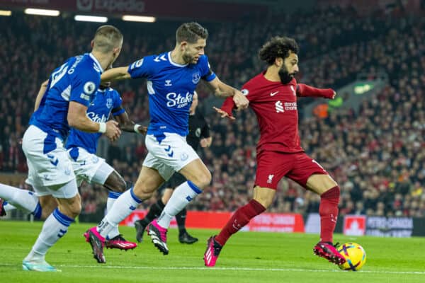 LIVERPOOL, ENGLAND - Monday, February 13, 2023: Liverpool's Mohamed Salah during the FA Premier League match between Liverpool FC and Everton FC, the 242nd Merseyside Derby, at Anfield. (Pic by David Rawcliffe/Propaganda)