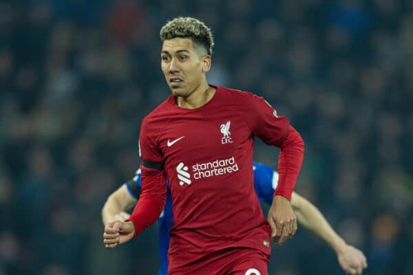 LIVERPOOL, ENGLAND - Monday, February 13, 2023: Liverpool's Roberto Firmino during the FA Premier League match between Liverpool FC and Everton FC, the 242nd Merseyside Derby, at Anfield. (Pic by David Rawcliffe/Propaganda)