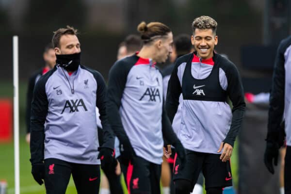 LIVERPOOL, ENGLAND - Monday, February 20, 2023: Liverpool's Roberto Firmino during a training session at the AXA Training Centre ahead of the UEFA Champions League Round of 16 1st Leg game between Liverpool FC and Real Madrid CF. (Pic by Jessica Hornby/Propaganda)