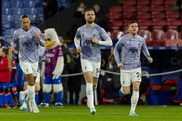 LONDON, ENGLAND - Saturday, February 25, 2023: Liverpool's captain Jordan Henderson (C) during the pre-match warm-up before the FA Premier League match between Crystal Palace FC and Liverpool FC at Selhurst Park. (Pic by David Rawcliffe/Propaganda)