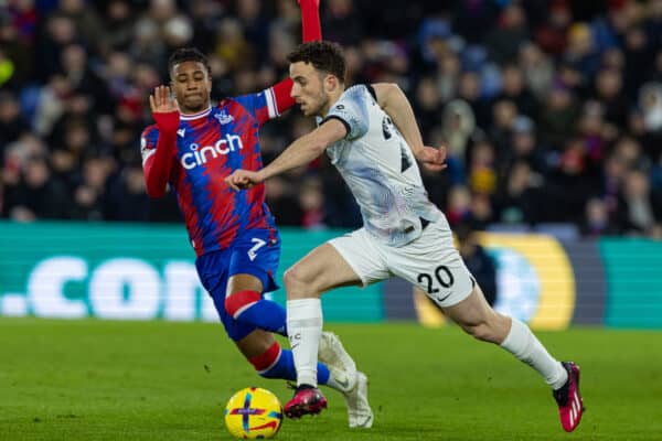 LONDON, ENGLAND - Saturday, February 25, 2023: Liverpool's Diogo Jota during the FA Premier League match between Crystal Palace FC and Liverpool FC at Selhurst Park. (Pic by David Rawcliffe/Propaganda)