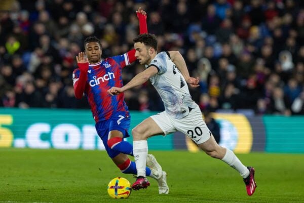 LONDON, ENGLAND - Saturday, February 25, 2023: Liverpool's Diogo Jota during the FA Premier League match between Crystal Palace FC and Liverpool FC at Selhurst Park. (Pic by David Rawcliffe/Propaganda)