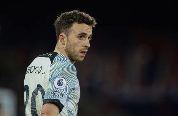 LONDON, ENGLAND - Saturday, February 25, 2023: Liverpool's Diogo Jota during the FA Premier League match between Crystal Palace FC and Liverpool FC at Selhurst Park. (Pic by David Rawcliffe/Propaganda)