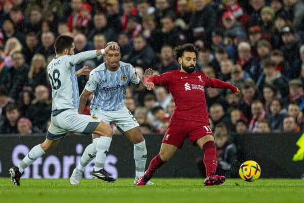 LIVERPOOL, ENGLAND - Wednesday, March 1, 2023: Liverpool's Mohamed Salah during the FA Premier League match between Liverpool FC and Wolverhampton Wanderers FC at Anfield. (Pic by David Rawcliffe/Propaganda)