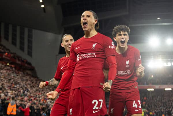 LIVERPOOL, ENGLAND - Wednesday, March 1, 2023: Liverpool's xxxx during the FA Premier League match between Liverpool FC and Wolverhampton Wanderers FC at Anfield. (Pic by David Rawcliffe/Propaganda)