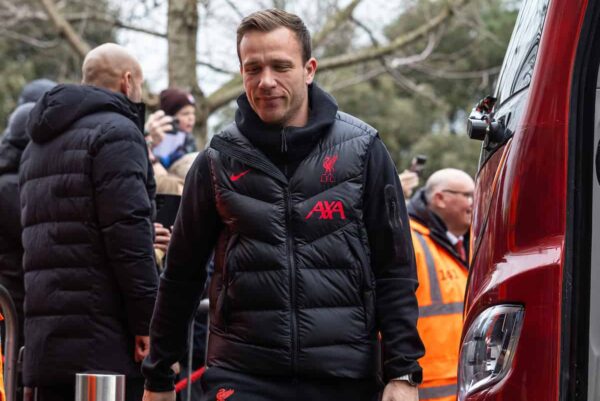 BOURNEMOUTH, ENGLAND - Saturday, March 11, 2023: Liverpool's Arthur Melo arrives before the FA Premier League match between AFC Bournemouth and Liverpool FC at the Vitality Stadium. (Pic by David Rawcliffe/Propaganda)