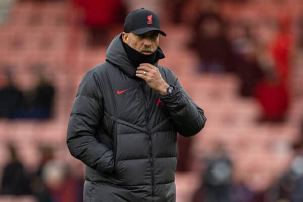 BOURNEMOUTH, ENGLAND - Saturday, March 11, 2023: Liverpool's manager Jürgen Klopp during the FA Premier League match between AFC Bournemouth and Liverpool FC at the Vitality Stadium. (Pic by David Rawcliffe/Propaganda)