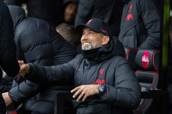 BOURNEMOUTH, ENGLAND - Saturday, March 11, 2023: Liverpool's manager Jürgen Klopp during the FA Premier League match between AFC Bournemouth and Liverpool FC at the Vitality Stadium. (Pic by David Rawcliffe/Propaganda)